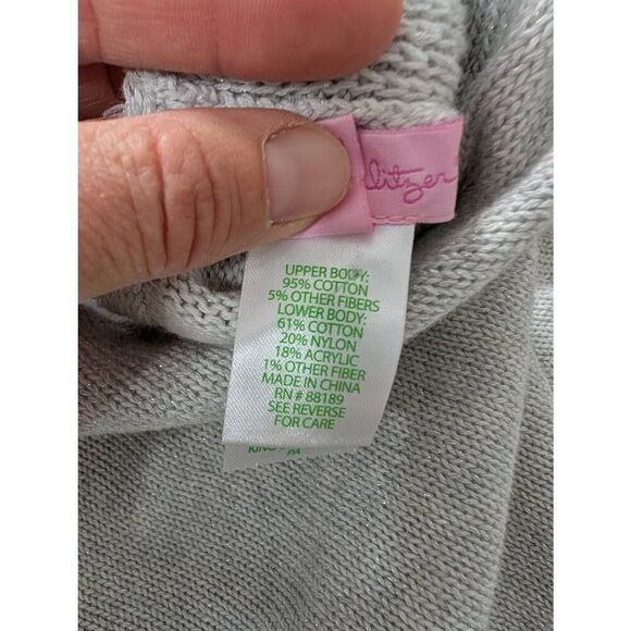 Lilly Pulitzer Floreanna Poncho women's one size silver metallic fringe knit - Picture 6 of 7